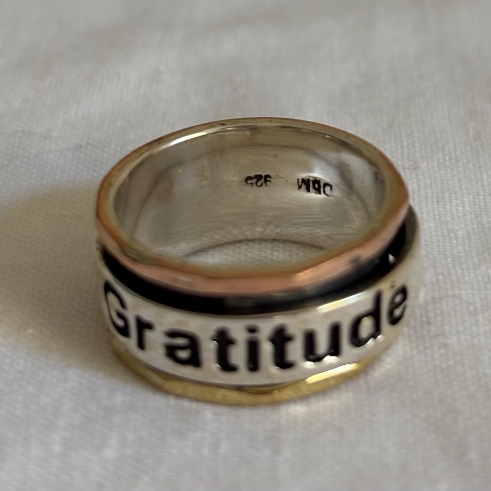 Sterling Spin Ring, Love, Praise, Gratitude, Size 6